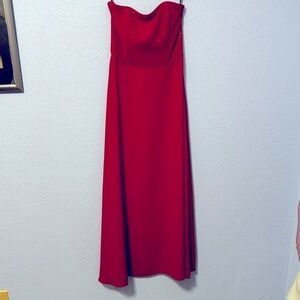 Jessica McClintock Red Strapless Sweetheart Neckline Prom Evening Maxi Dress